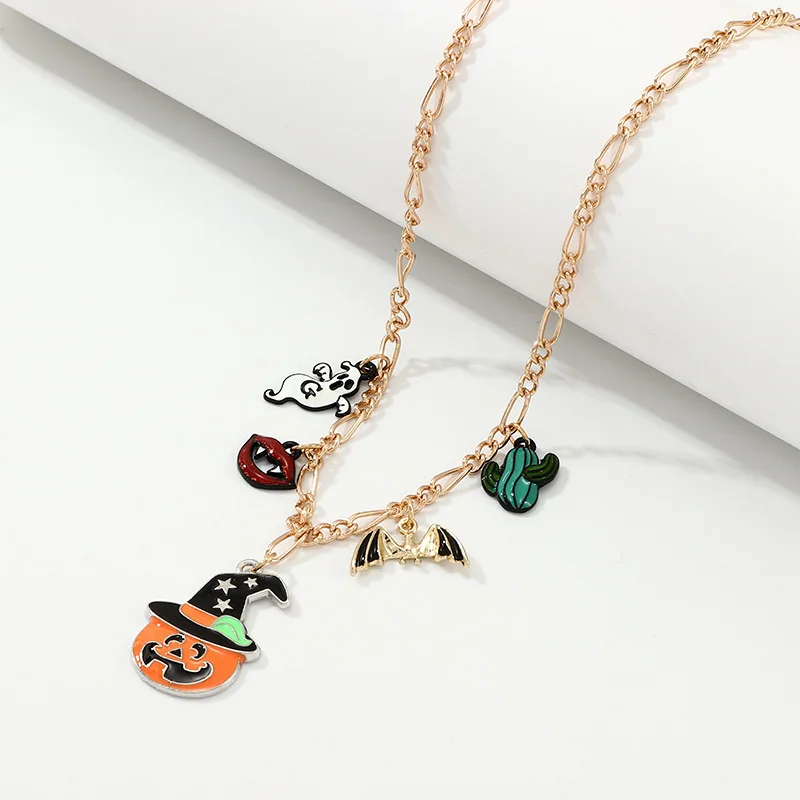 Necklace C Readsilenter Хэллоуин ручной ювелирный браслет на Хэллоуин Подвески из сплава масляные тыквы губы мульти-кулон ручной ювелирный фестиваль - Окраска металла: Necklace C