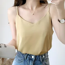 

Korean Fashion Chiffon Women Tops Woman V-Neck Vest Blouse Top Summer Women Sleeveless Top 2022 Blouses