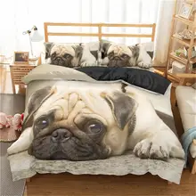 Homesky 3D милый комплект постельного белья с собачкой Мопсом, комплект постельного белья, пододеяльник, наволочка, постельное белье, постельное белье
