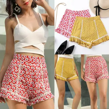 

Sexy Women Summer Hot Shorts Floral High Waist Shorts Ruffle Short Trousers
