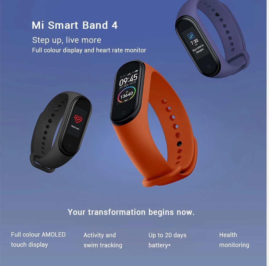 Xiaomi Mi Band 4 умный браслет 3 AMOLED цветной экран Miband 4 Smartband фитнес Bluetooth Спорт 50ATM водонепроницаемый SmartBand