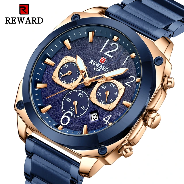 Reward Men Watches Top Brand Luxury Dual Dial Quartz Wristwatch Full Steel  Net Mens Casual Waterproof Watch Relogio Masculino - Quartz Wristwatches -  AliExpress