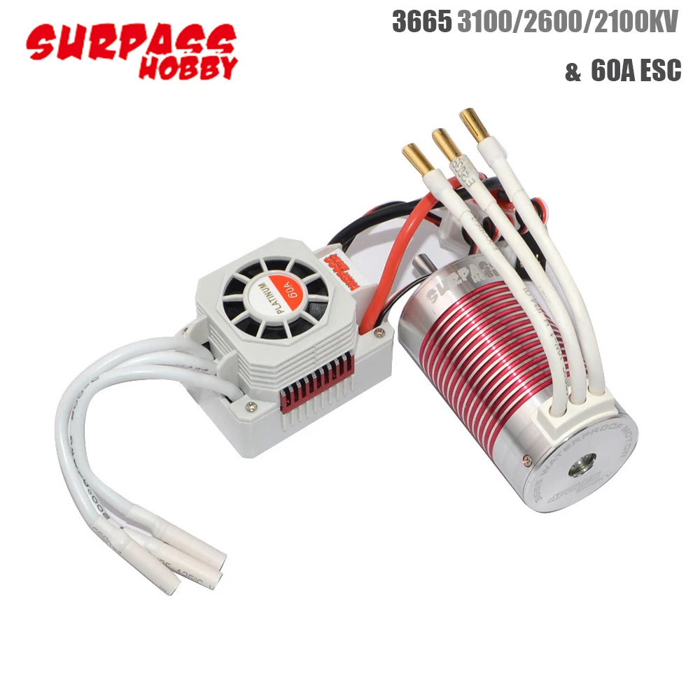 

Hot 2pcs/set Platinum Waterproof 3665 3100KV 2600KV 2100KV Brushless Motor with 60A ESC for RC Car 1/10 Motor RC Rock Crawle