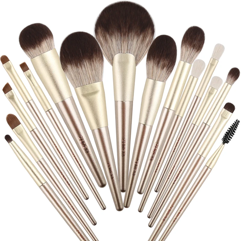 ZOREYA Make up Brush Set Luxurious Makeup Brushes Natual Hair Face and Eye Brushes With High Quality Zipper Bag - Handle Color: only brush