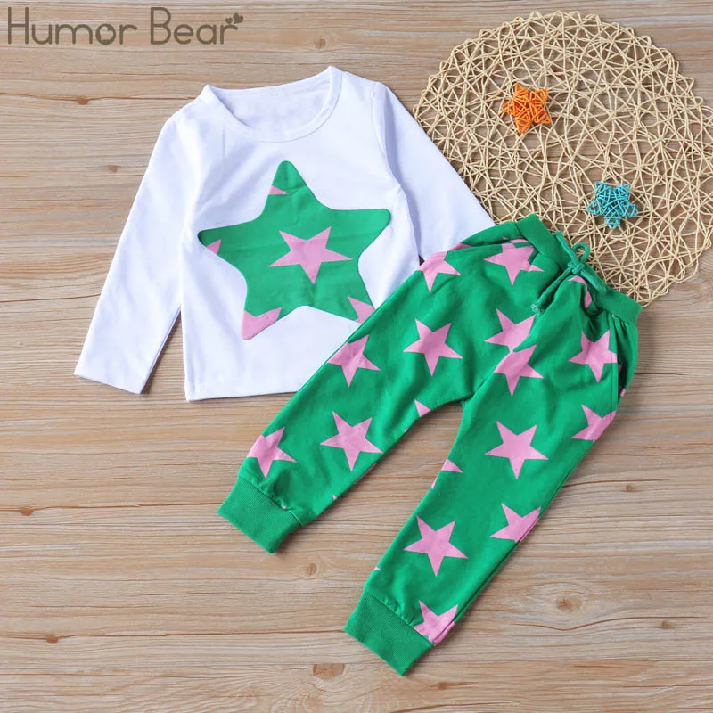 green BTZ003-04 Humor Bear/осенняя одежда для маленьких девочек футболка с длинными рукавами+ юбка в клетку+ Бант, повседневные комплекты из 3 предметов комплекты одежды для девочек-школьников - Цвет: green BTZ003-04