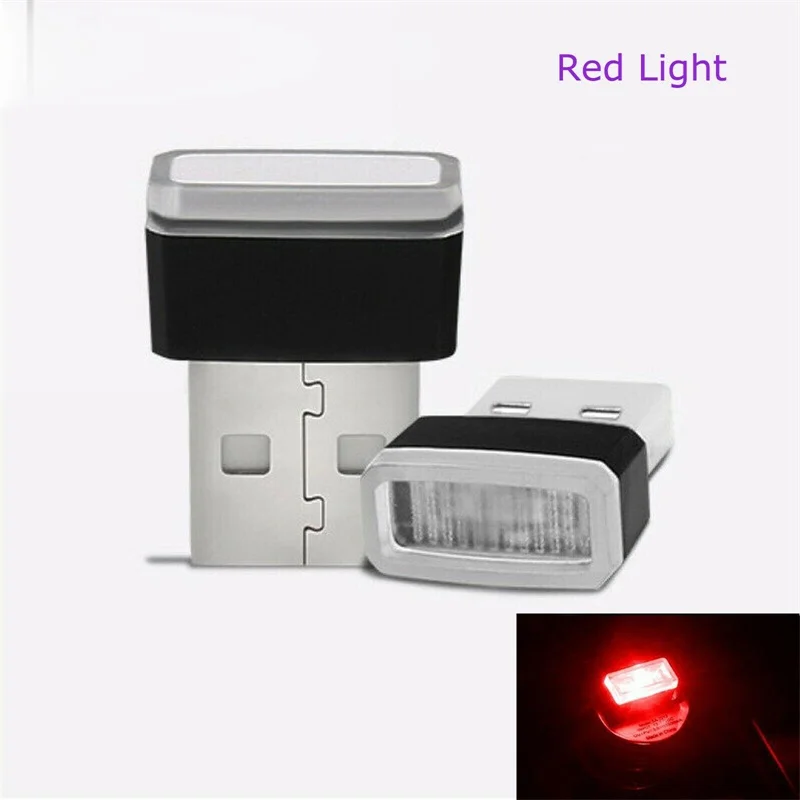 10X гибкий мини-usb 5 в цветные светодиодные лампы Ночник Лампа для Автомобильная атмосферная лампа яркий аксессуар отличительные огни эффект - Испускаемый цвет: Красный