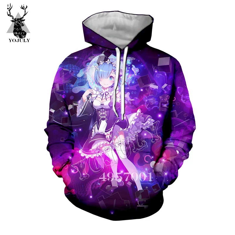 17 YOJULY аниме 3D печать Re: zero Твин горничной рам и рем 3D печать Harajuku толстовка с капюшоном унисекс модный Женский Повседневный пуловер, свитер Y398 - Цвет: 17