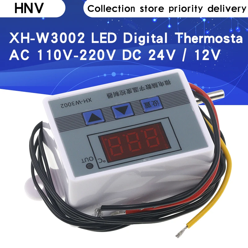 XH-W3002 W3002 AC 110 В-220 в DC 24 В 12 светодиодный цифровой терморегулятор Термостат