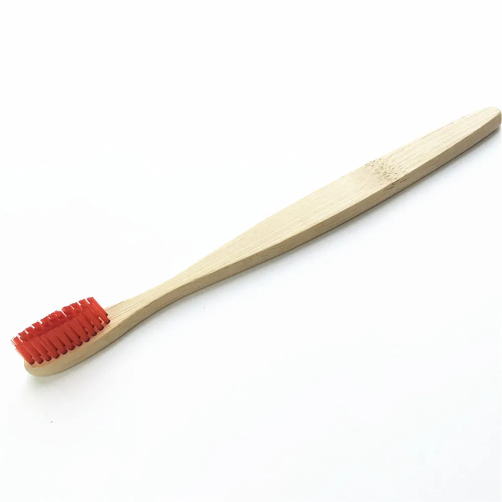 1Pcs Red brush 1 шт. зубная щетка "Радуга"+ 1 шт. бамбуковая трубка Экологичная зубная щетка из натурального бамбука Дорожный Чехол Мягкая головка зубная щетка 2 шт. комплект упаковки - Color: 1Pcs Red brush