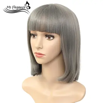 

MS Synthetic Wigs for Women colorful hair Lolita Wigs 2020 New Arrivals Female Wig Cosplay 12 Inch false hair Wigs with Bangs