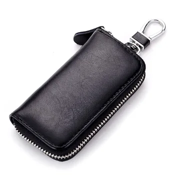 

Fashion Simple Key Holder Genuine Leather Wallet Unisex Solid Key Wallet Organizer Bag Car Housekeeper Wallet Card Holder QB19