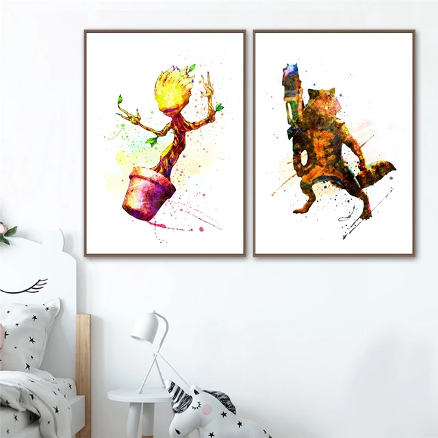 Baby Groot - Toile et Liquid Art