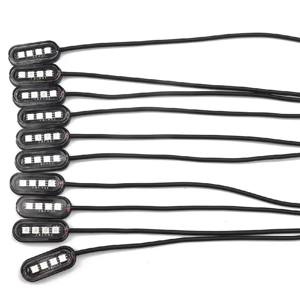 Review Top 10pcs Motorcycle LED Atmosphere Light Decoration Strip Waterproof Green Red White Decorative Lights