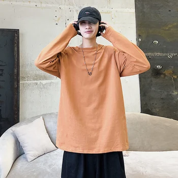 

2020 Summer New Japanese Men's Original Trend Solid Color Casual Long-sleeved T-shirt Loose Cotton M-2XL