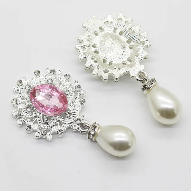 YWXINXI new fashion alloy rhinestone flat back brooch 45*25mm 5pcs