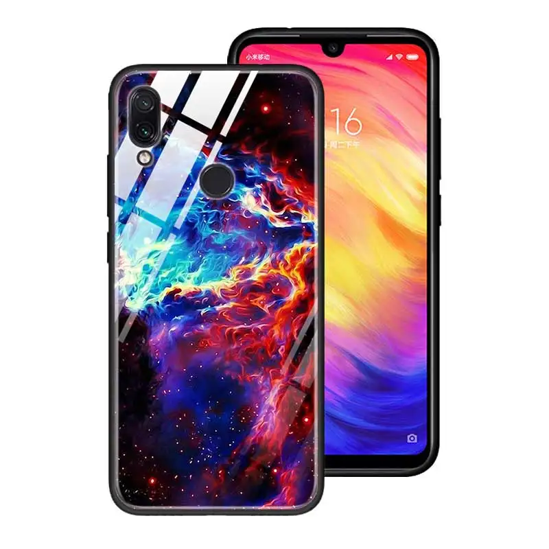 T04 Чехол из закаленного стекла для Red mi 7 8A Note6 7 8 K20 K20 Pro Shell для Xiaomi mi A3 CC9E CC9 силиконовый край чехол с градиентом звездного пространства - Цвет: T04
