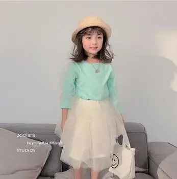 

2020 new girls patchwork t-shirt sleeve cotton voile fashion girls top 3-8t HO239