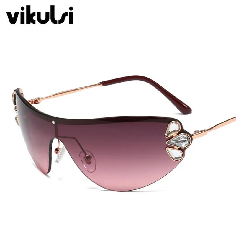 Luxury Crystal Oversized Sunglasses Women Brand Designer Fashion Rimless Rhinestone Sun Glasses Shades Female Eyewear Oculo