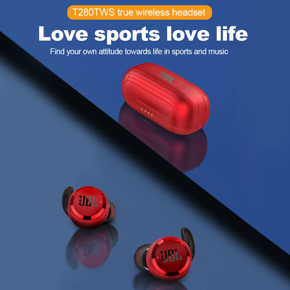 JBL T280 TWS True Wireless Bluetooth 5 0 Earphones Stereo Music Earbuds IPX5 Waterproof Sport Running Earphone with Microphone