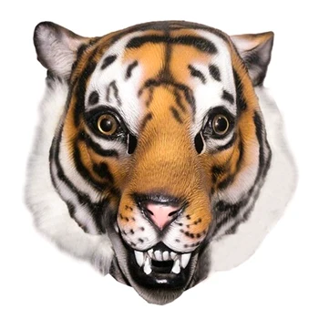 

Novelty Latex Rubber Creepy Deluxe Tiger Mask Halloween Party Costume Decorations Fits most adult heads