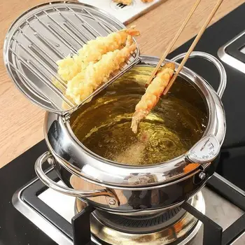 

Kitchen Deep Frying Pot Thermometre Tempura Fryer Pan Fried Temperature Pot Tools Control Chicken Cookware Cooking M3W3