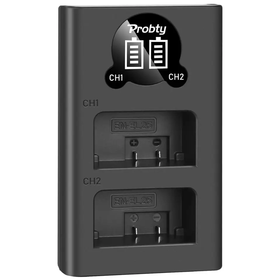 Caricatore Duale USB DSTE Per Batterie Nikon EN-EL25 Con Display LCD – Ricarica Rapida Via Type-C E USB-A, Per Nikon Z50 E Z Serie