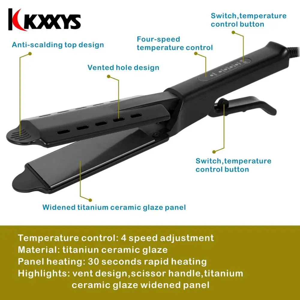 Профессиональный Плоский Выпрямитель для волос, утюжок для волос с четырьмя зубцами для женщин, расширенный панельный турмалин, ионный утюжок для завивки волос, керамический сухой влажный крой