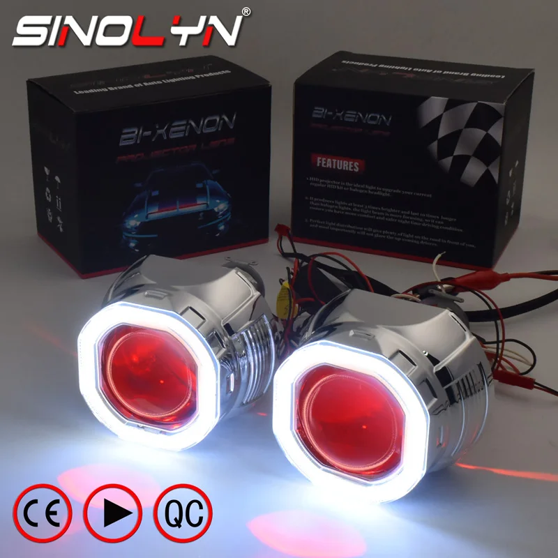 Sinolyn COB LED Angel Eyes Halo HID автомобильный проектор линзы фары биксеноновый комплект для