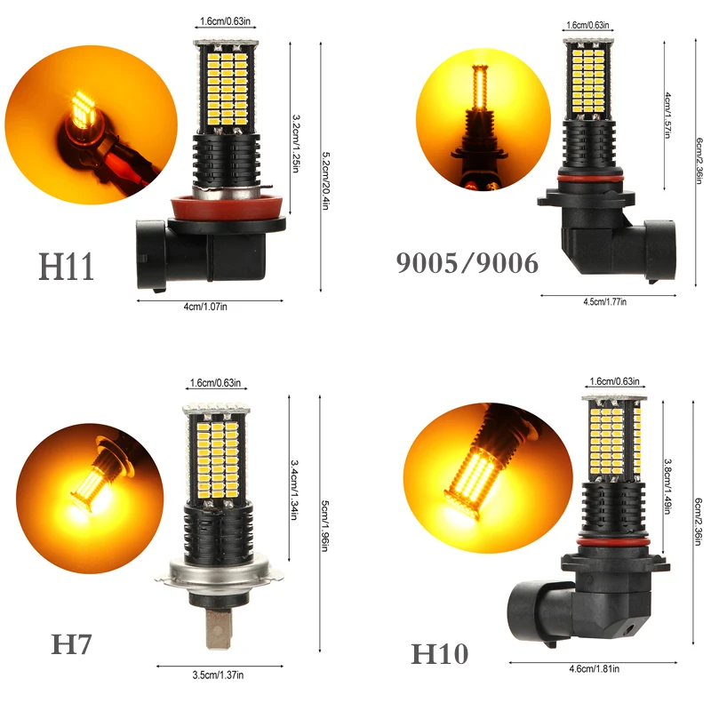 2 шт. 9005 9006 H7 H10 H11 Светодиодный автомобильный фонарь 3014SMD 3200LM 3000K Противотуманные фары лампа для вождения автомобиля ходовая лампа желтый свет