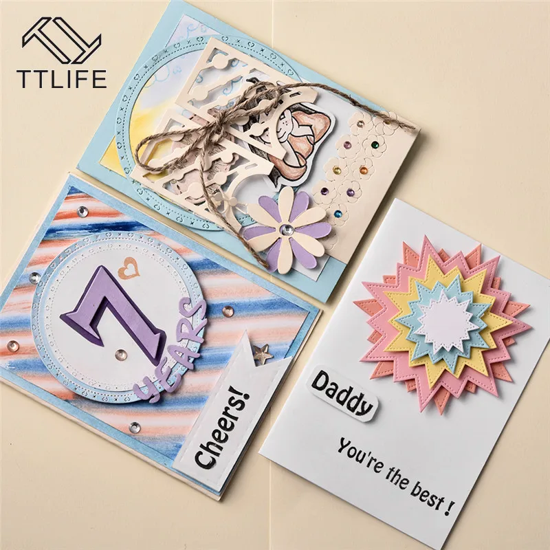 

TTLIFE 93 * 91mm Metal Cutting Mold Starry Crafts Metal Cutting DIY Scrapbook Greeting Card Album Embossing Die Kids Handmade