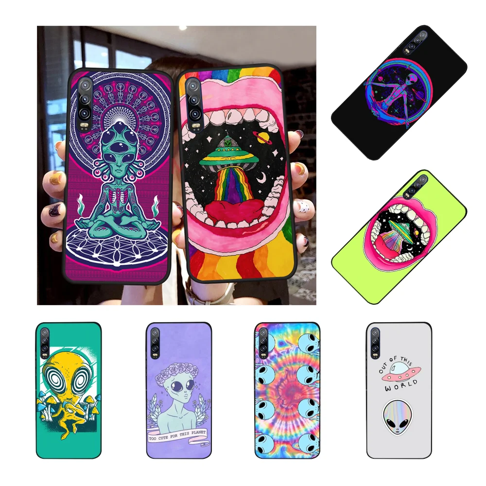 NBDRUICAI Trippy Tie Dye Peace чехол Alien черный мягкий для телефона Huawei P30 P20 P10 P9 P8 Mate 20 10 Pro Lite |