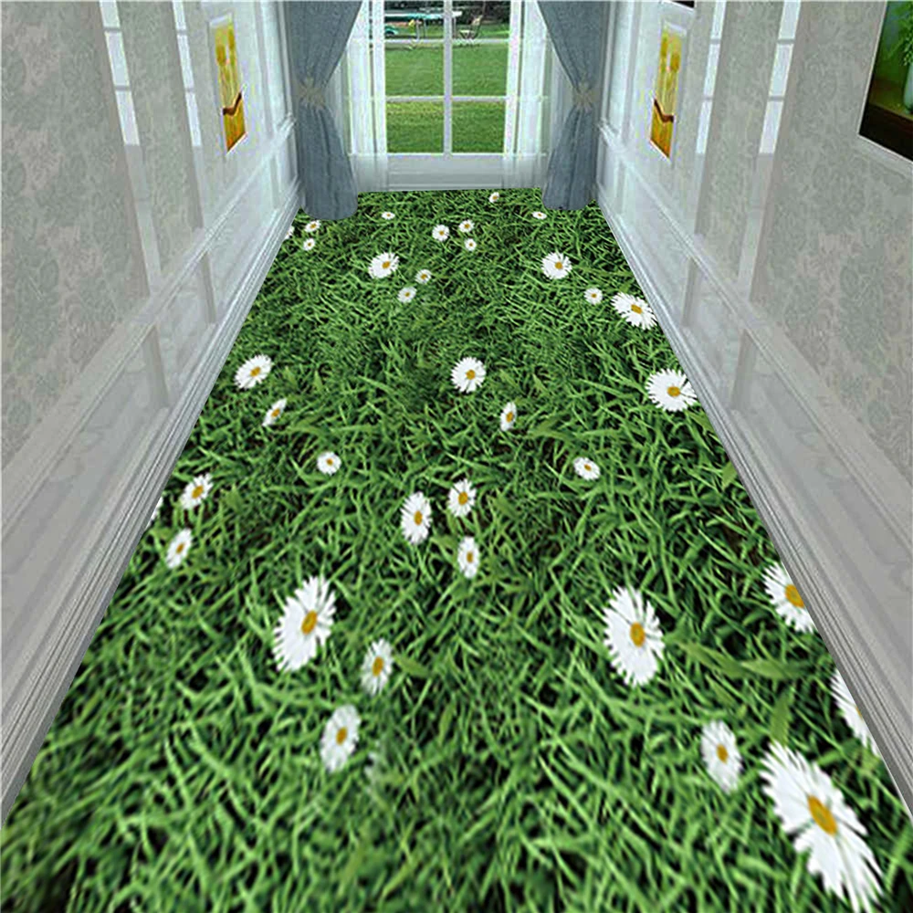 Фланелевый 3D ковер с ромашками для гостиной, коврики для шкафов, детская спальня, коврик для украшения дома, газон, золотая рыбка, коврик для коридора, ковры
