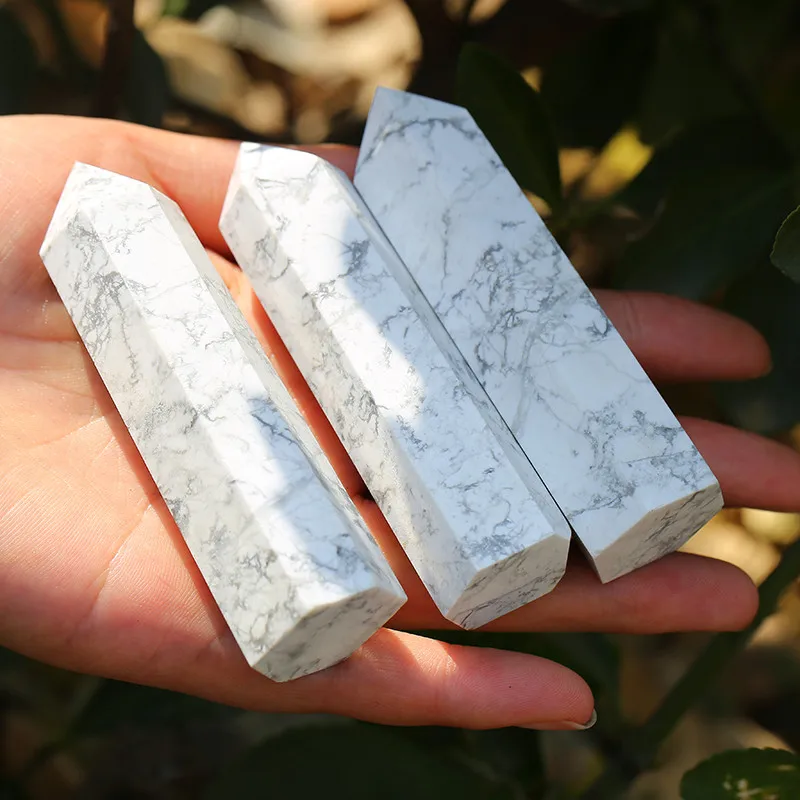 1 шт. ручная резьба натуральный белый бирюзовый кварц howlite crystal wand point 80 мм для