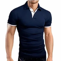 2021 Brand New Men's T-shirt Lapel Casual Short-sleeved Stitching Men T-shirt for Male Solid Color Pullover Top Man T shirt
