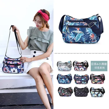 

Fashion Floral Pattern Women Shoulder Bag High Quality Waterproof Light Nylon Crossbody Bag Casual Multi-pockets Women Bag