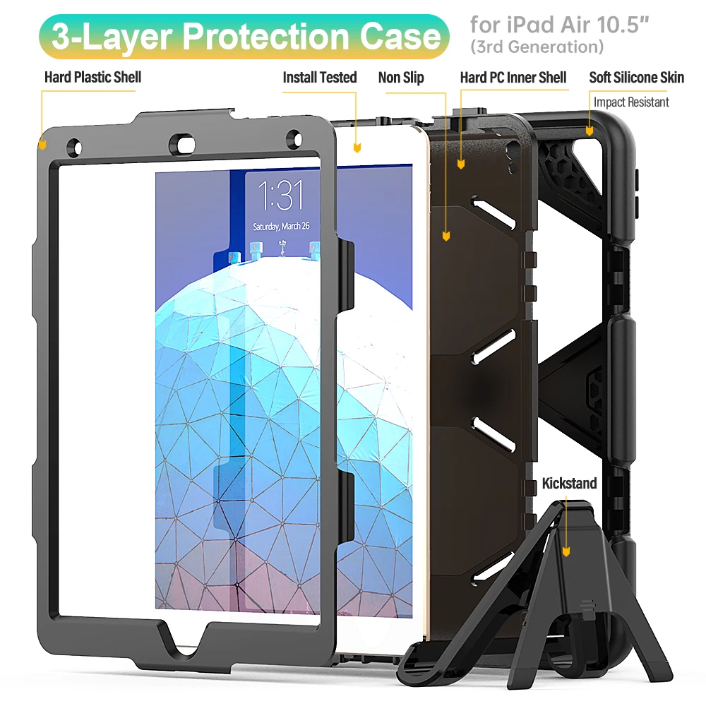 Heavy Duty Protective Cover for iPad Air 3 case 10.5 inch 2019 Cover Funda Shockproof Tablet Cases for ipad air case 10 5