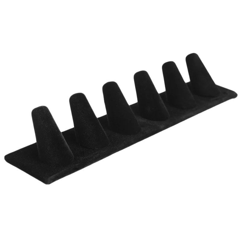 

6 Finger Black Velvet Jewelry Ring Display Stand Holder Showcase Organizer New