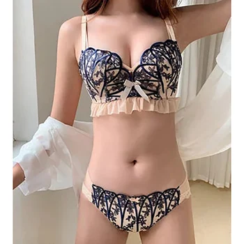 

Women Lace Embroidery Shell Bra Sets Ladies Romantic Push Up Brassieres Suits Sexy Lingerie Sets Woman Bras Sets