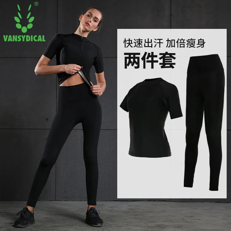 

Vansydical Violent Khan Service WOMEN'S Suit Summer Short Sleeve Semi-Zipper Burst Khan Suit Set Sweating Sweat Women's Two-Piec