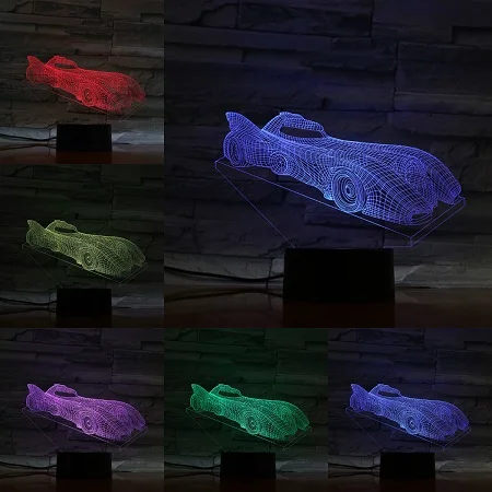 Суперкар 3D светодиодная лампа 7 цветов, меняющая USB модный ночник для мальчиков, детские подарки, Grand Touring, автомобильный стол, рядом со спальным украшением - Испускаемый цвет: B