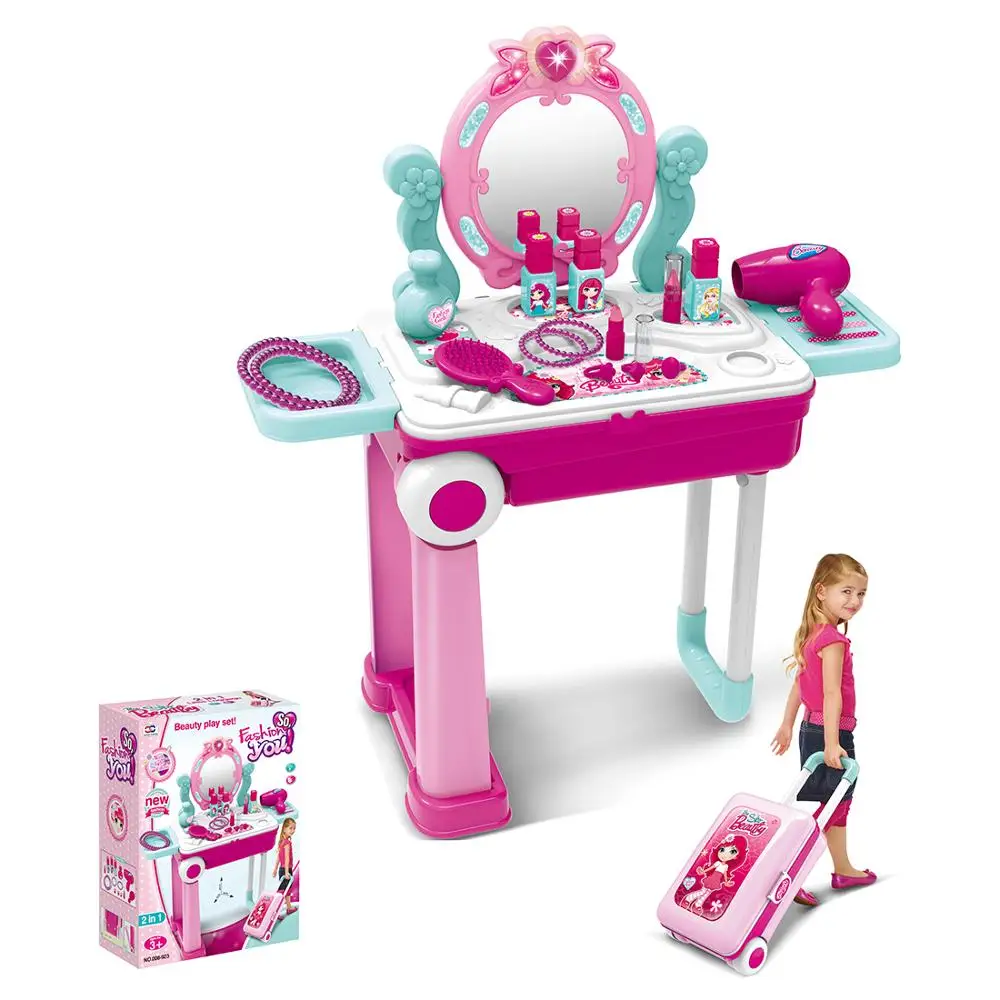 Ensembles d'outils de maquillage de beauté pour enfants semblant jouer établi Playset jouet éducatif avec fixation rétractable et mécanisme d'attache de sécurité filles jouet cadeaux de noël