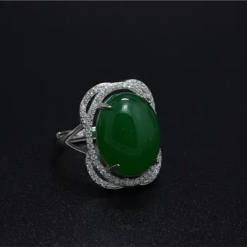

Boutique natural chalcedony open ring s925 silver luxury noble ladies ring