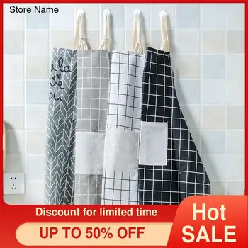 

Kitchen Cotton and Linen Apron with Bag Oil-Proof Thickened Waist Cooking Care Korean Fashion Simple Adult Overalls Restaurant