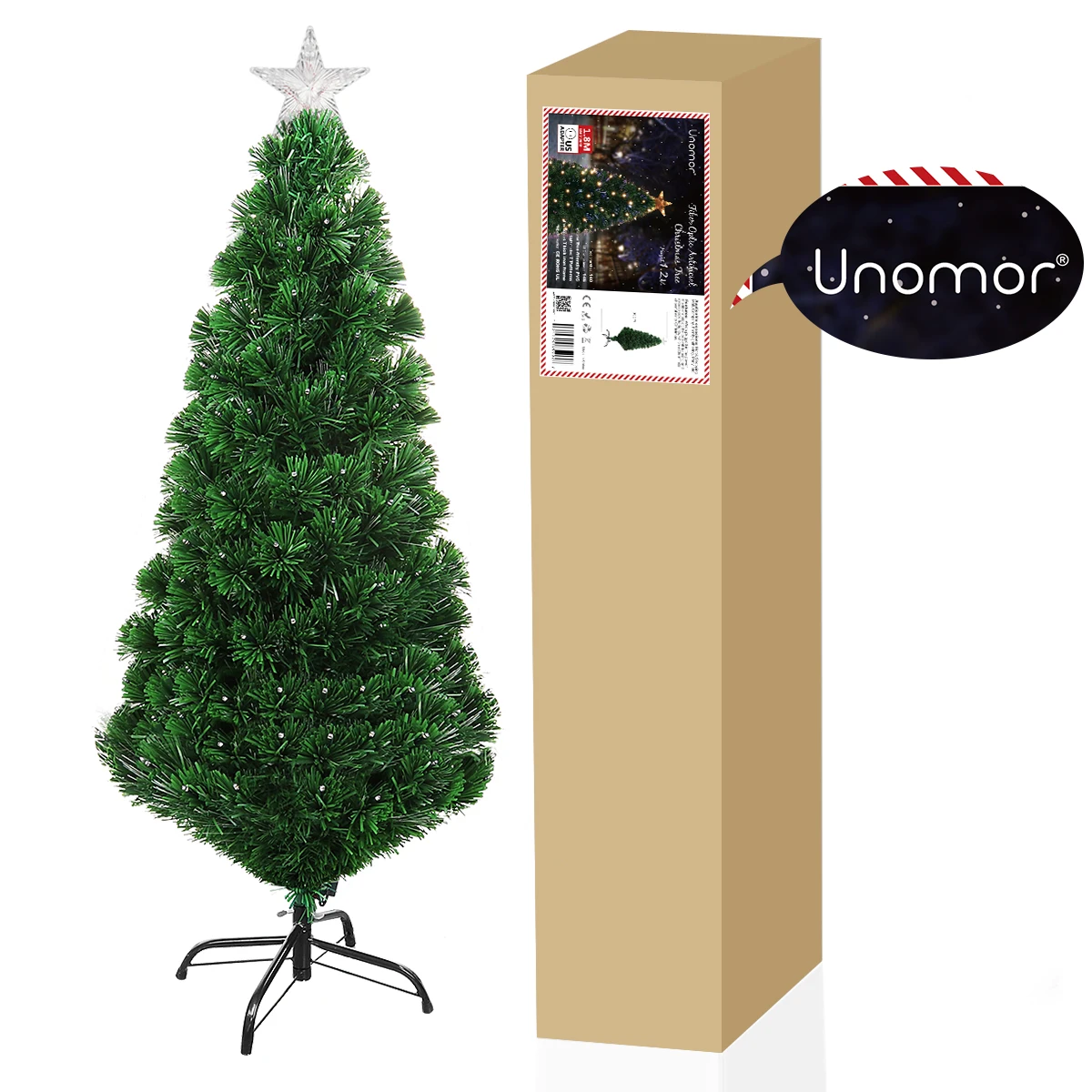 

UNOMOR 47 Inch Multicolor Fiber Optic Christmas Tree With Stand Home Party Xmas Decoration Christmas Gift (US Plug)