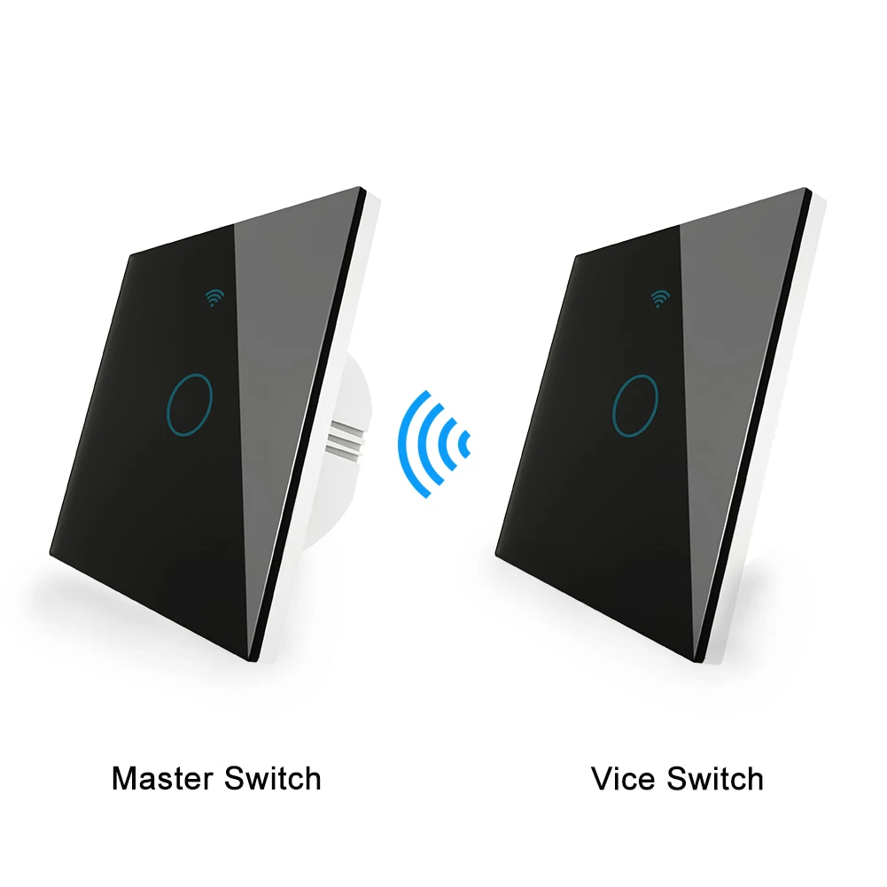 Wi-Fi, RF433 передатчик стены Панель Смарт Стекло Панель сенсорный выключатель 1/2/3 Gang Дистанционное Управление выключатель питания работает с Amazon Alexa, Google Home - Цвет: Kit 1