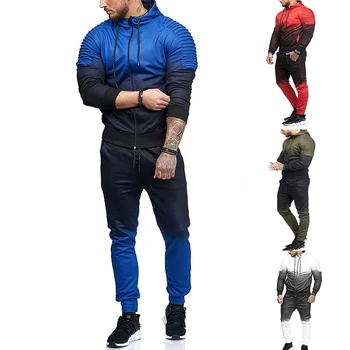

New 3D change color Men suit Casual Zipper Set men tracksuit Men's Set Sweatshirt Multi-pocket Fashion Jackets Men 2 piece set