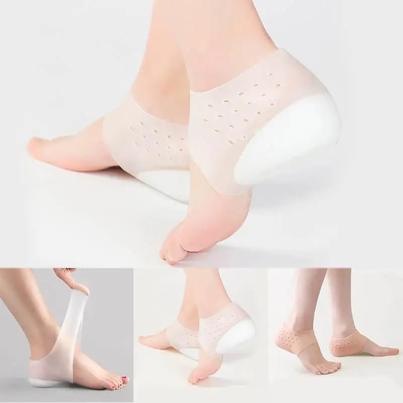 Solid Silicone Insoles Hard-Wearing Insoles For The Feet Unisex Invisible Height Increase Socks Anti-Slippery Heel Pads Hot