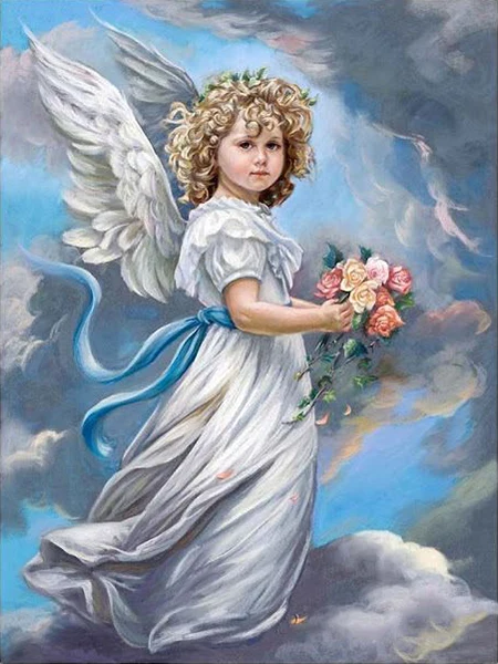 ZOOYA DIY 5D алмазная живопись маленькая девочка Алмазная вышивка, ангелы полный набор Алмазная мозаика Стразы картины Домашний Декор R1135 - Цвет: R1135-1