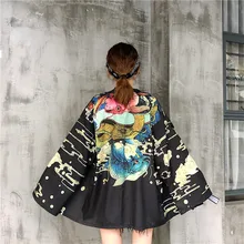 Японская модная блузка, Женский японский кимоно юката, кардиган, Харадзюку, кимоно, летнее хаори, женское кимоно, японское, FF2448