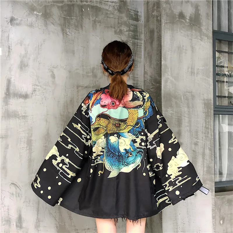 Японская модная блузка 2019 женское кимоно в японском стиле Харадзюку летние для